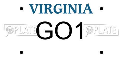 GO1 Virginia License Plate