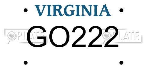 GO222 Virginia License Plate