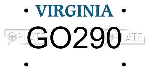 GO290 Virginia License Plate