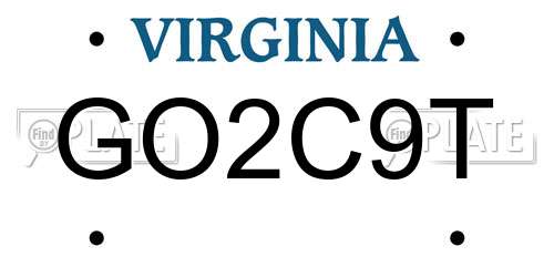 GO2C9T Virginia License Plate