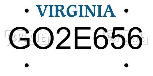GO2E656 Virginia License Plate