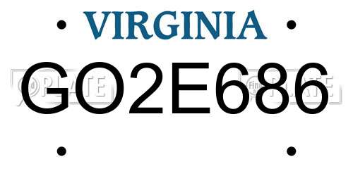 GO2E686 Virginia License Plate