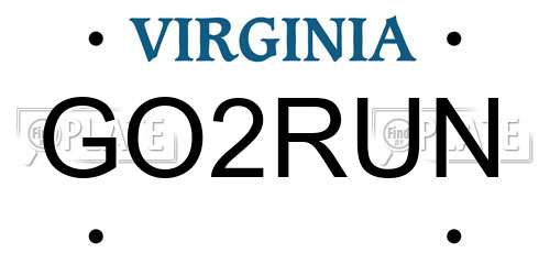 GO2RUN Virginia License Plate