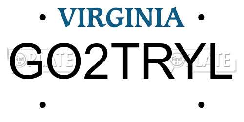 GO2TRYL Virginia License Plate