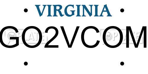 GO2VCOM Virginia License Plate