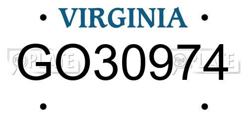 GO30974 Virginia License Plate