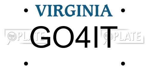 GO4IT Virginia License Plate