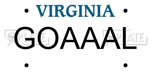 GOAAAL Virginia License Plate