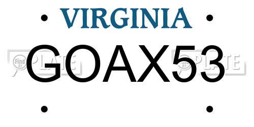 GOAX53 Virginia License Plate