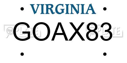 GOAX83 Virginia License Plate