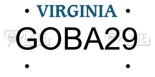 GOBA29 Virginia License Plate