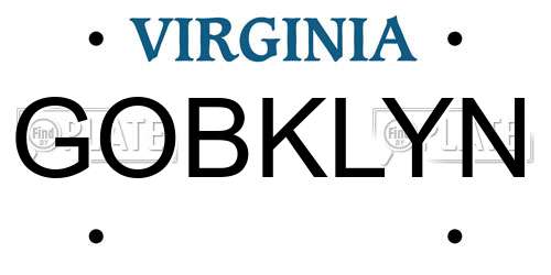 GOBKLYN Virginia License Plate