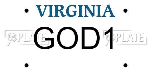 GOD1 Virginia License Plate