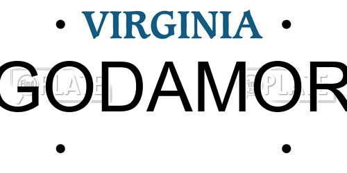 GODAMOR Virginia License Plate