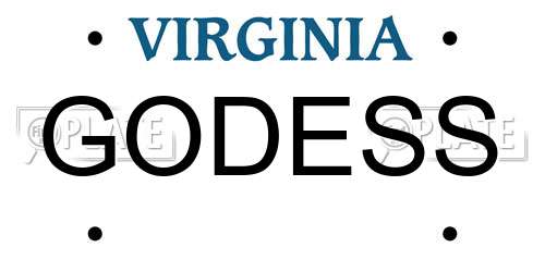 GODESS Virginia License Plate