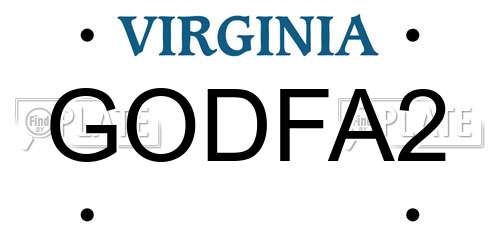 GODFA2 Virginia License Plate