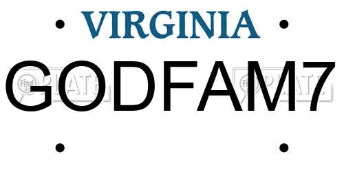 GODFAM7 Virginia License Plate