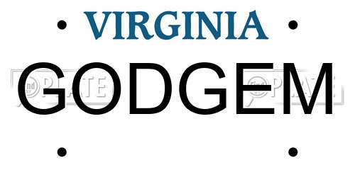 GODGEM Virginia License Plate