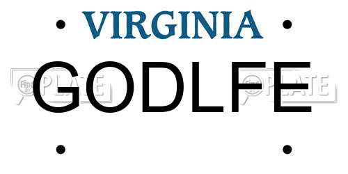 GODLFE Virginia License Plate