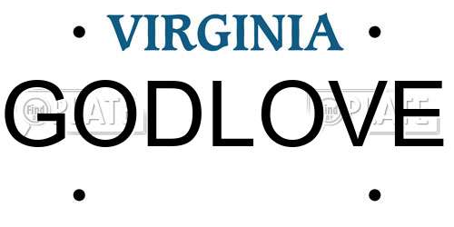 GODLOVE Virginia License Plate