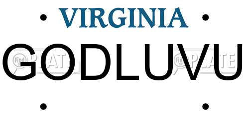 GODLUVU Virginia License Plate