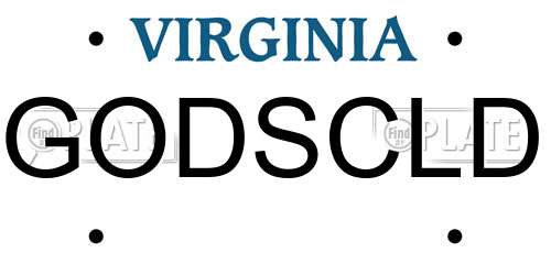 GODSCLD Virginia License Plate
