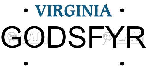 GODSFYR Virginia License Plate