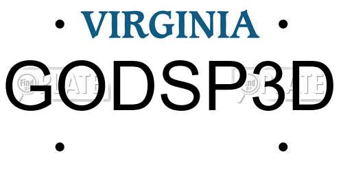 GODSP3D Virginia License Plate