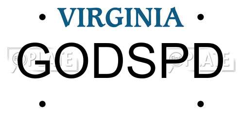 GODSPD Virginia License Plate