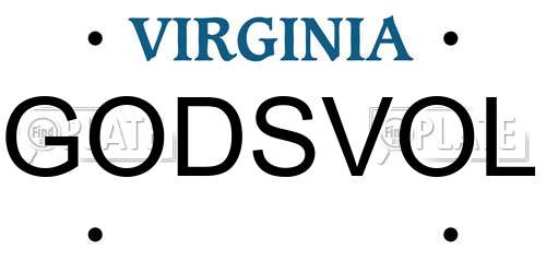 GODSVOL Virginia License Plate