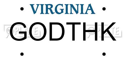 GODTHK Virginia License Plate