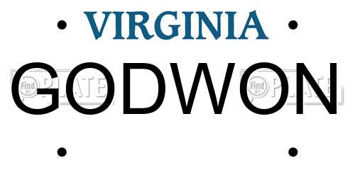 GODWON Virginia License Plate