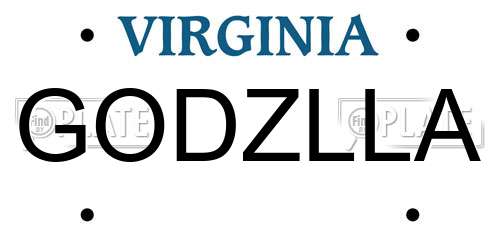 GODZLLA Virginia License Plate
