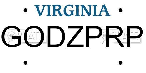 GODZPRP Virginia License Plate