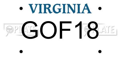 GOF18 Virginia License Plate