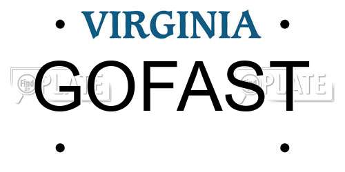 GOFAST Virginia License Plate