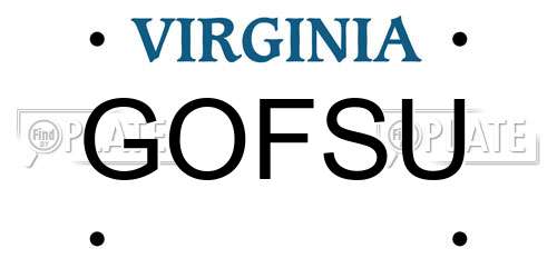 GOFSU Virginia License Plate