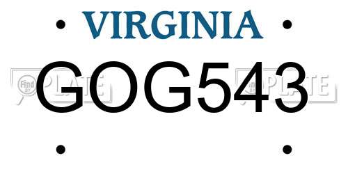 GOG543 Virginia License Plate