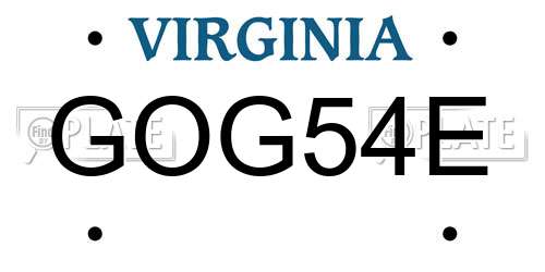 GOG54E Virginia License Plate