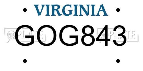 GOG843 Virginia License Plate