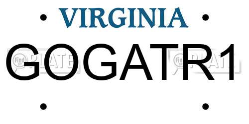 GOGATR1 Virginia License Plate