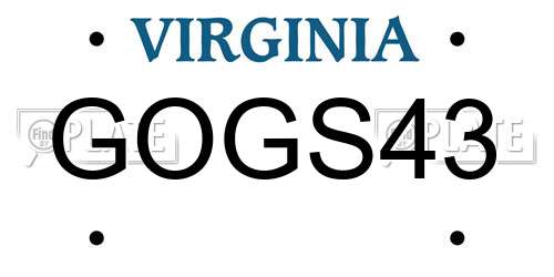 GOGS43 Virginia License Plate