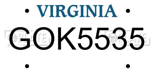 GOK5535 Virginia License Plate