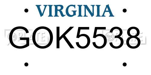 GOK5538 Virginia License Plate