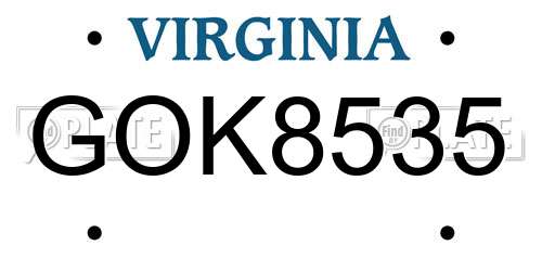 GOK8535 Virginia License Plate