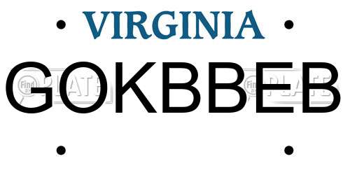 GOKBBEB Virginia License Plate
