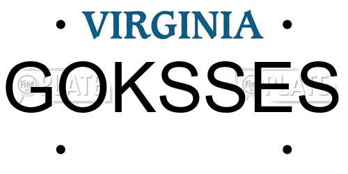 GOKSSES Virginia License Plate