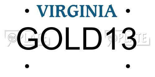 GOLD13 Virginia License Plate