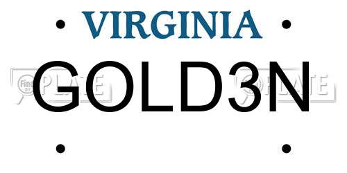 GOLD3N Virginia License Plate