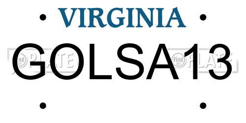 GOLSA13 Virginia License Plate